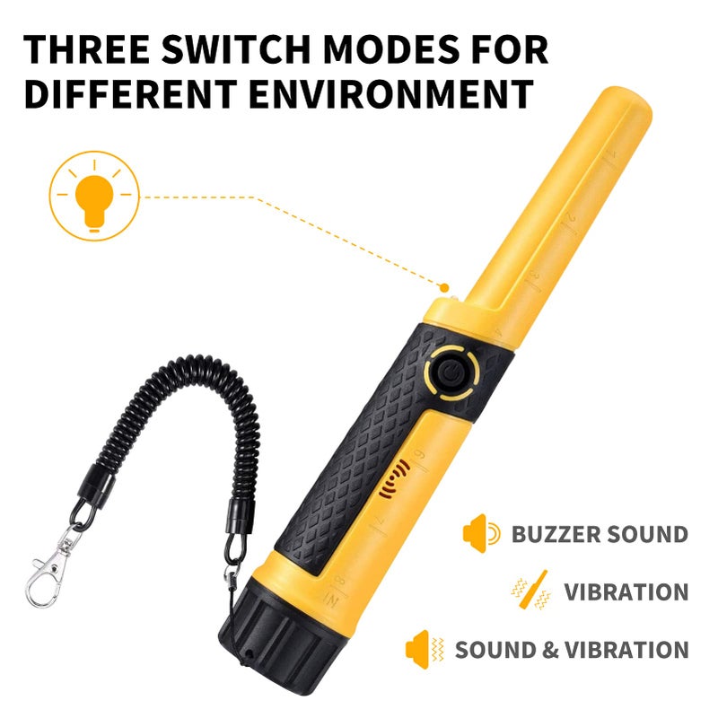 SAKOBS Metal Detector Pinpointer Wand: 5" Detection Depth, IP68 Fully Waterproof, Up to 66 Feet Underwater, 360Â°Detection Handheld Pin Pointer, 3 Modes (Buzzer, Vibration,Sound) for Adults & Kids - Image 4
